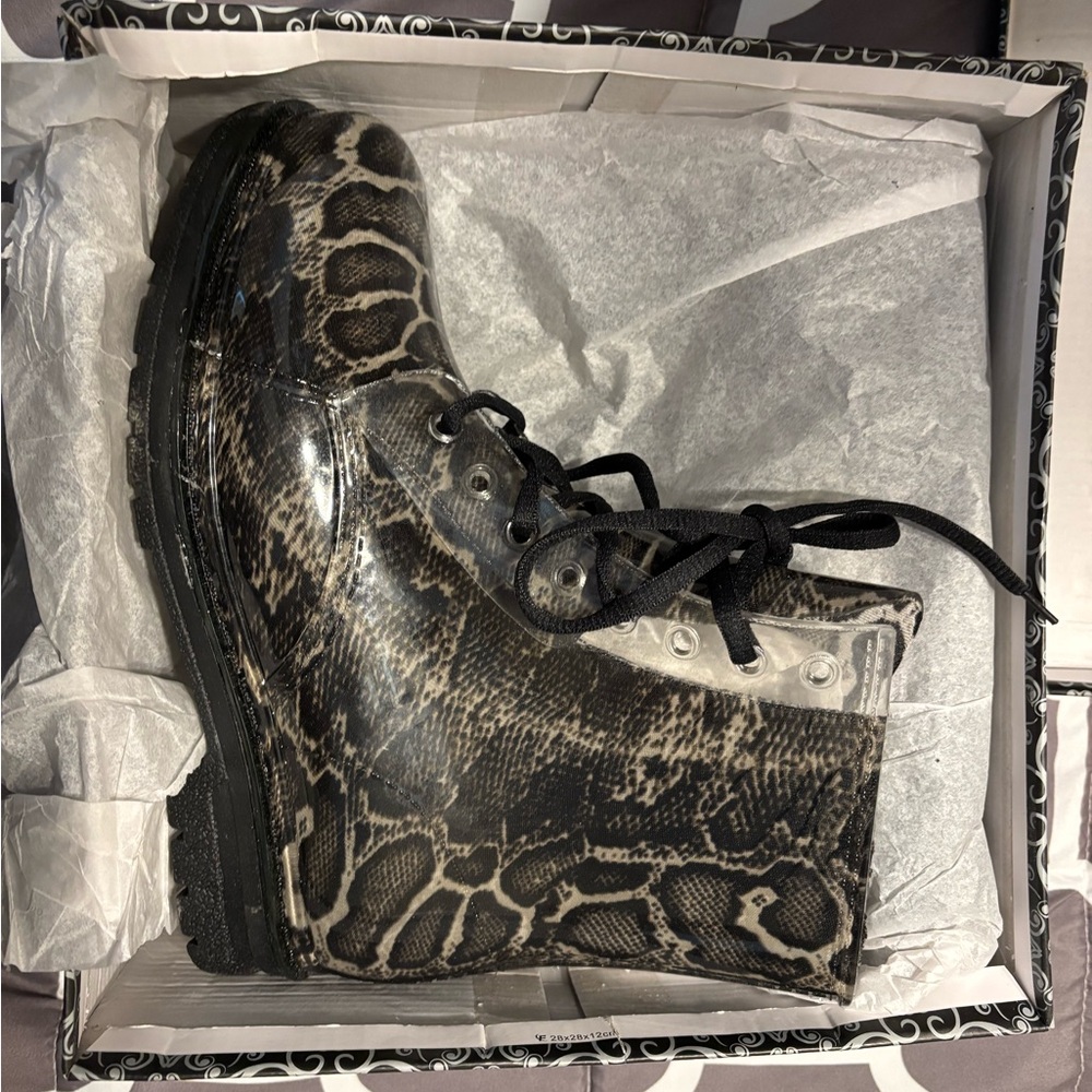 Chemistry Black Snake Print Winter Boots